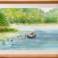 水彩画原画　常念岳と安曇野田園 無料発送 水彩画原画 （安曇野常念岳山麓（佐間田敏夫 常念岳と