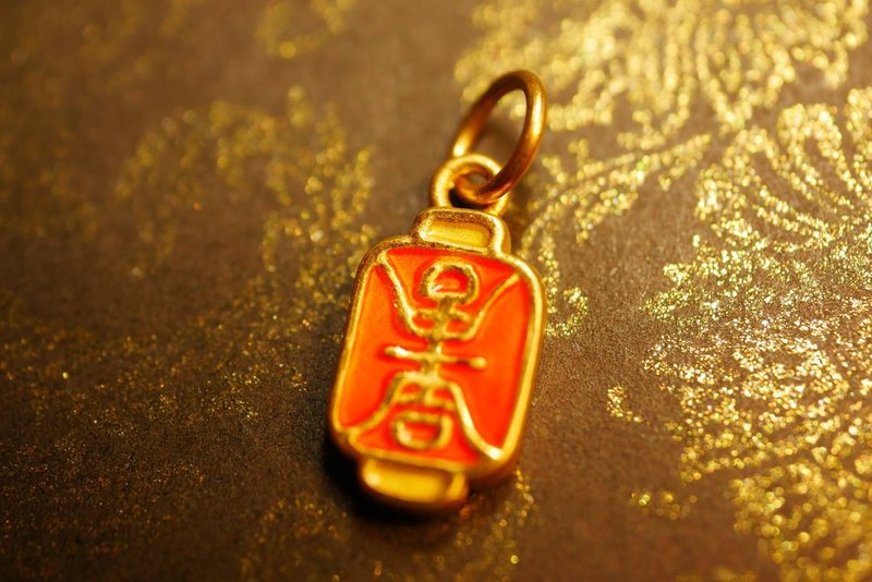 黃金吊飾-大吉燈籠墜子-黃金9999 - 項鍊 - 24k 金 金色