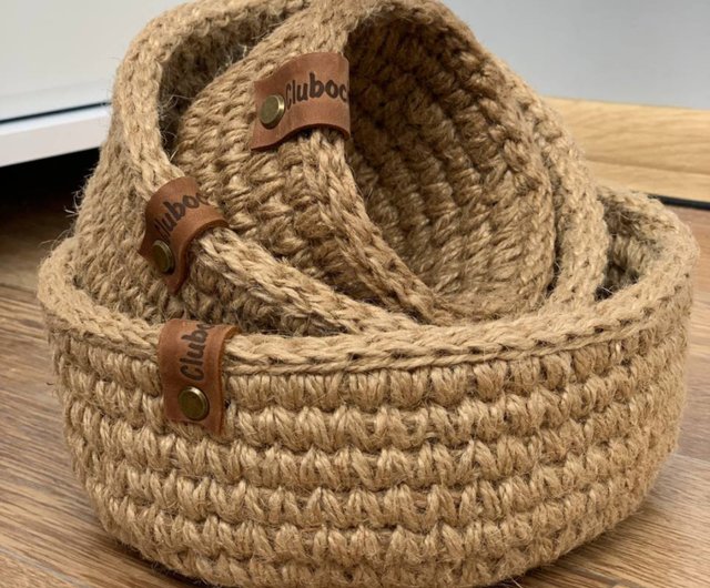 Jute Baskets Set for Bathroom / Eco-friendly Home Storage / Eco Baskets Set  / Jute Crocheted Baskets / Gift Home Decor / Eco Basket for Home 