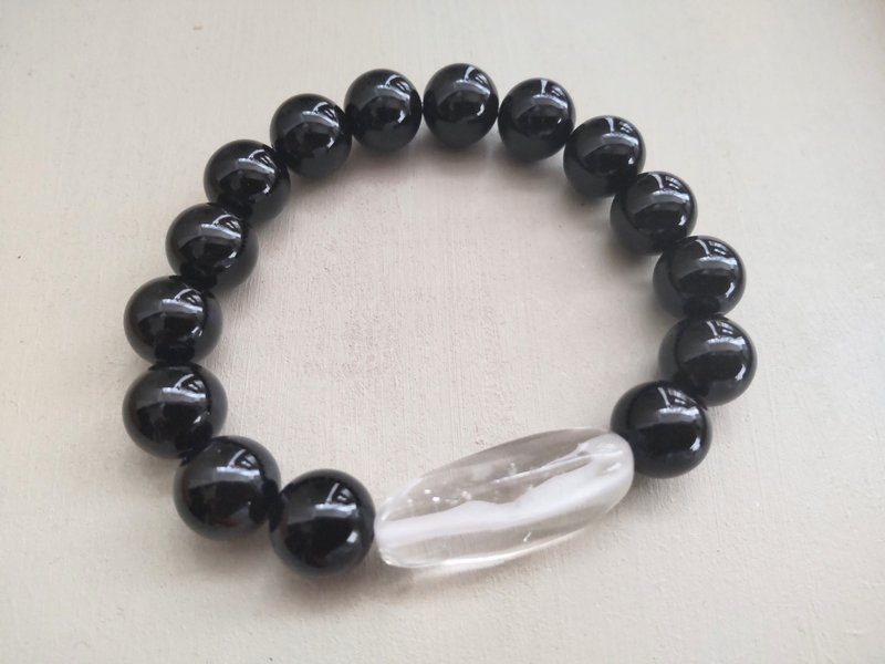 bracelet / onyx,crystal - Bracelets - Semi-Precious Stones Black