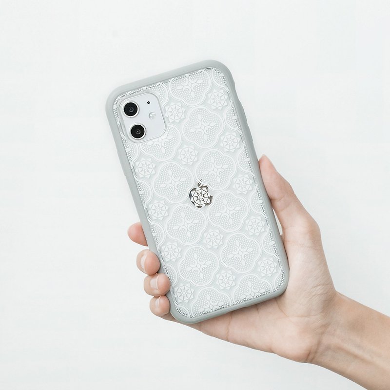 Smart Phone Protective Case NX Series/Begonia Glass Pattern/Transparent White - เคส/ซองมือถือ - พลาสติก หลากหลายสี