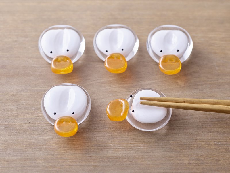 Duck chopstick rest [1 piece] - Chopsticks - Glass White