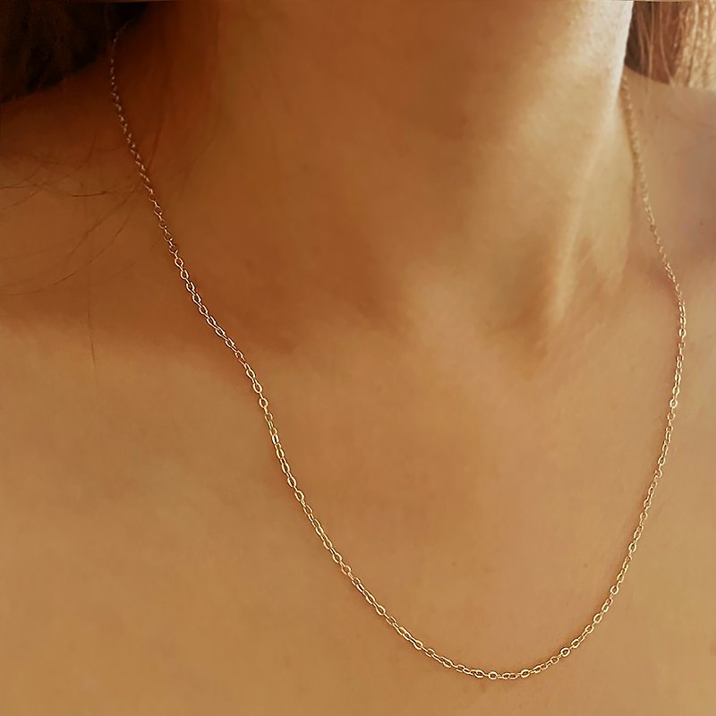 【CReAM】Jennifer American 14K gold-plated delicate collarbone bare chain gold female necklace - สร้อยคอ - โลหะ 