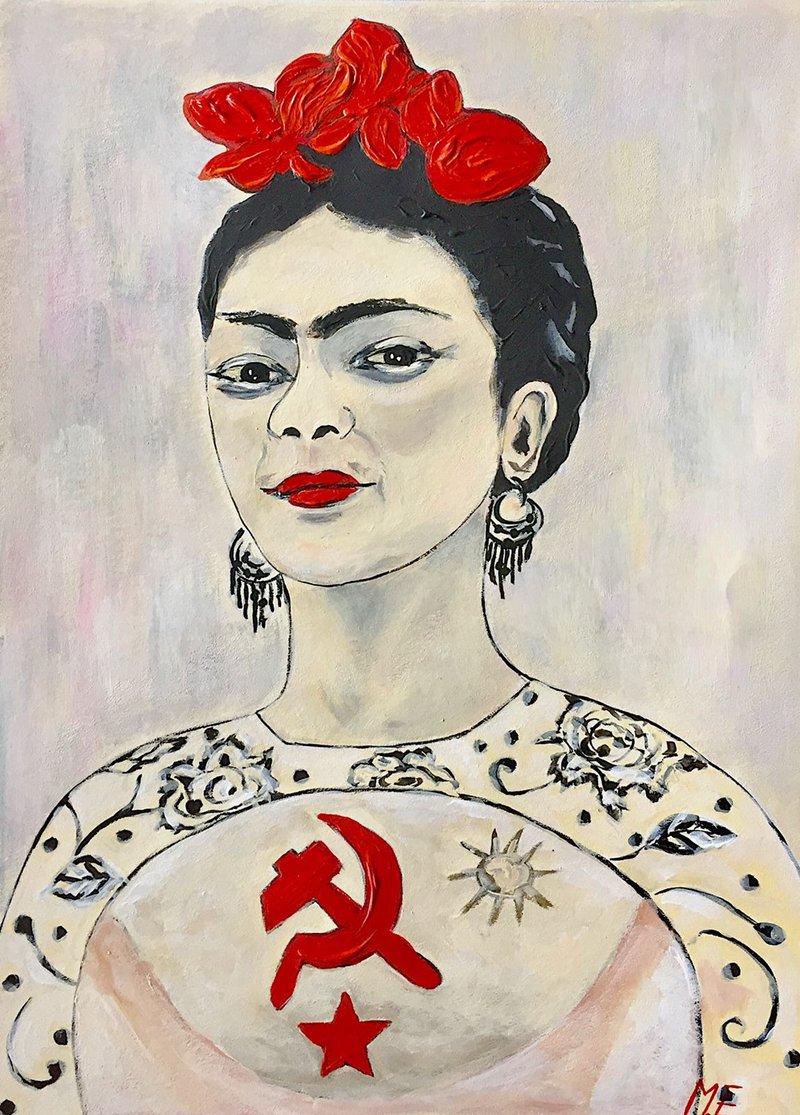 永不放棄 丙烯畫 Frida Kahlo 室內裝飾 著名藝術家 藝術禮物創意 - 壁貼/牆壁裝飾 - 紙 白色