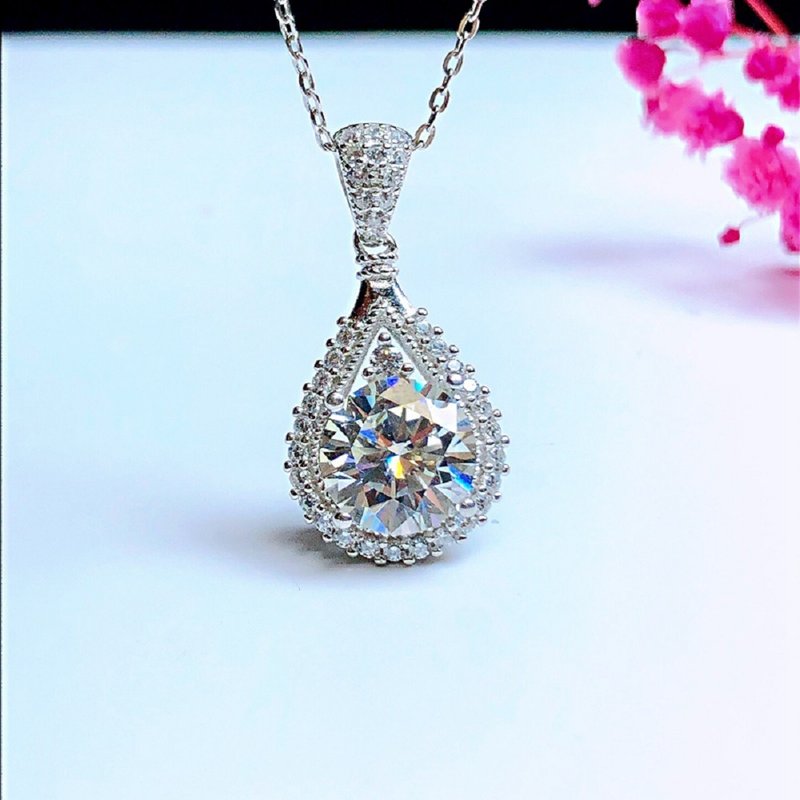 Moissanite D color VVS clarity 925 sterling silver necklace with gift--couple jewelry emerald crystal - Necklaces - Diamond 