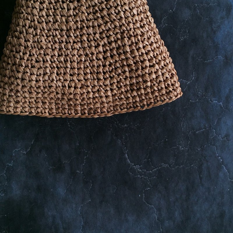 手織りの素材バッグ - 軽量コアサンシェードの麦わら帽子 - 編み物/刺繍/羊毛フェルト/裁縫 - コットン・麻 