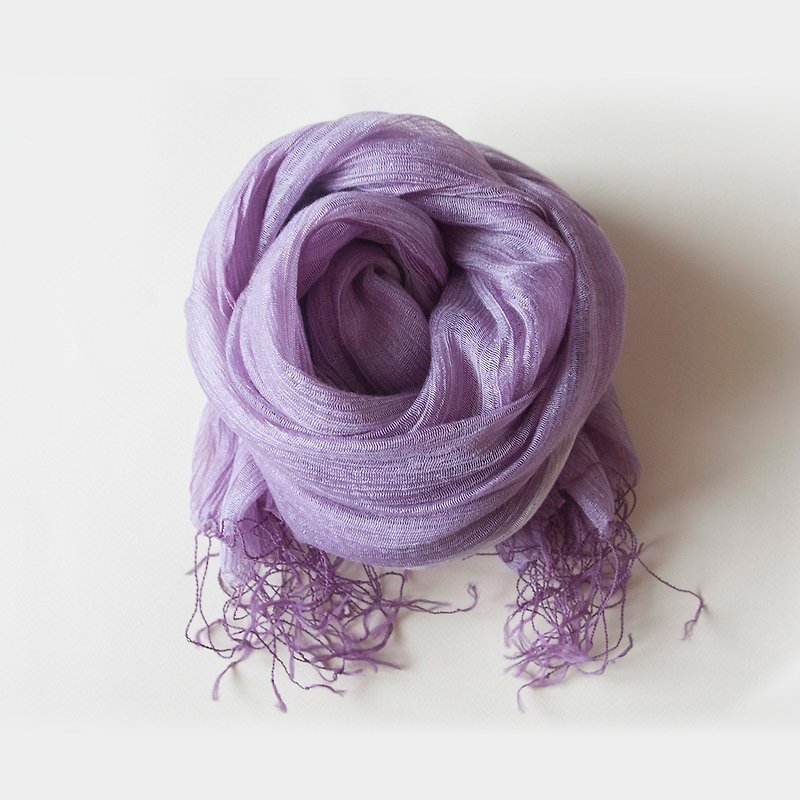 Plant hand-dyed series - Romantic Comfrey stained scarf / scarves - ผ้าพันคอ - ผ้าฝ้าย/ผ้าลินิน สีม่วง