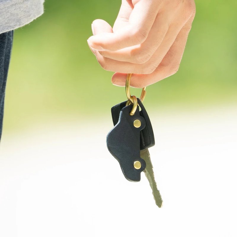 key holder charm leather Italian leather leather gift present - Keychains - Genuine Leather Orange