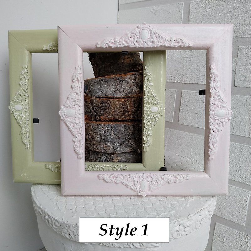 Wooden photo frames (4x4 inch) in shabby chic style - Picture Frames - Wood Multicolor