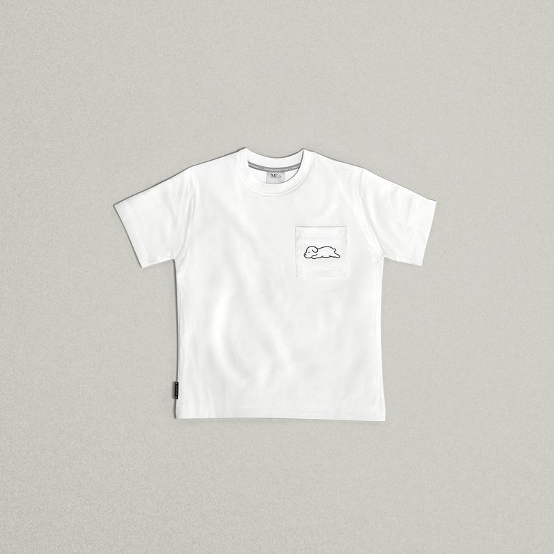 MO x Noritake Lazy Doggo Kids Tee White - เสื้อยืดผู้หญิง - ผ้าฝ้าย/ผ้าลินิน 