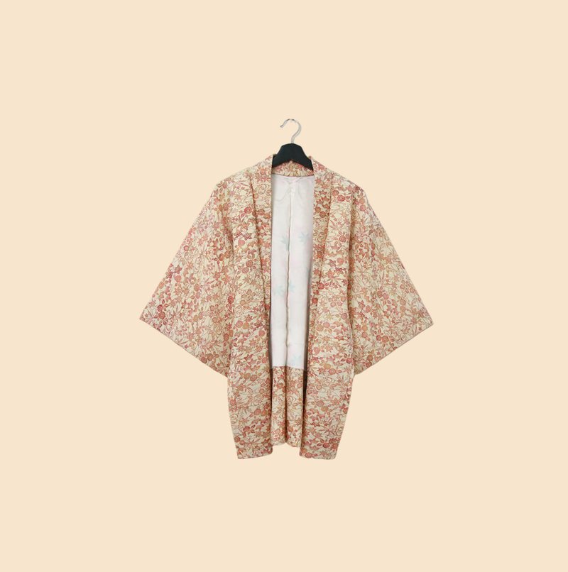 Back to Green-日本帶回羽織秋日蜿蜒河流花卉kb-35/vintage - 女大衣/外套 - 絲．絹 