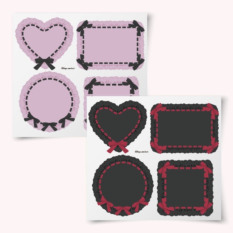 Ribbon Frill Label 16-Sheet Set - 貼紙 - 紙 