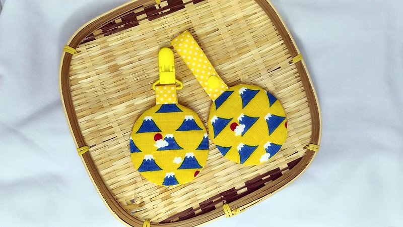 Japan's Mount Fuji (yellow) / baby round peace symbol bag. Fu bag. Incense bag. Poetry bag. - Other - Cotton & Hemp Yellow