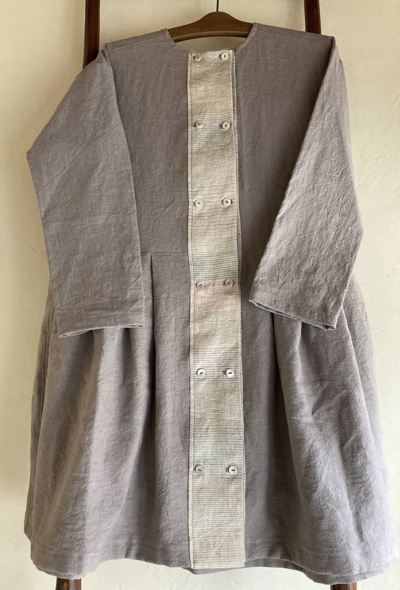 Hemp W button dress jacket - One Piece Dresses - Cotton & Hemp Gray