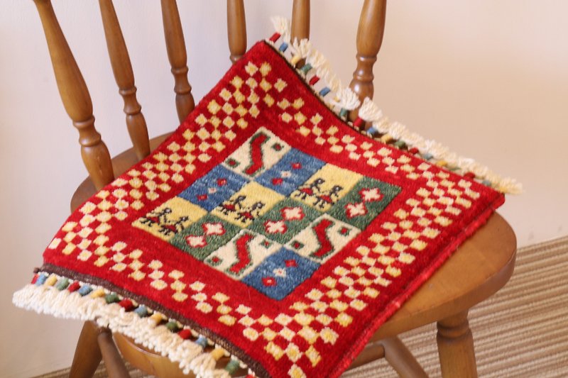 かわいらしい赤 手織り トルコ 絨毯 座布団サイズ インテリア - 地墊/地毯 - 其他材質 紅色