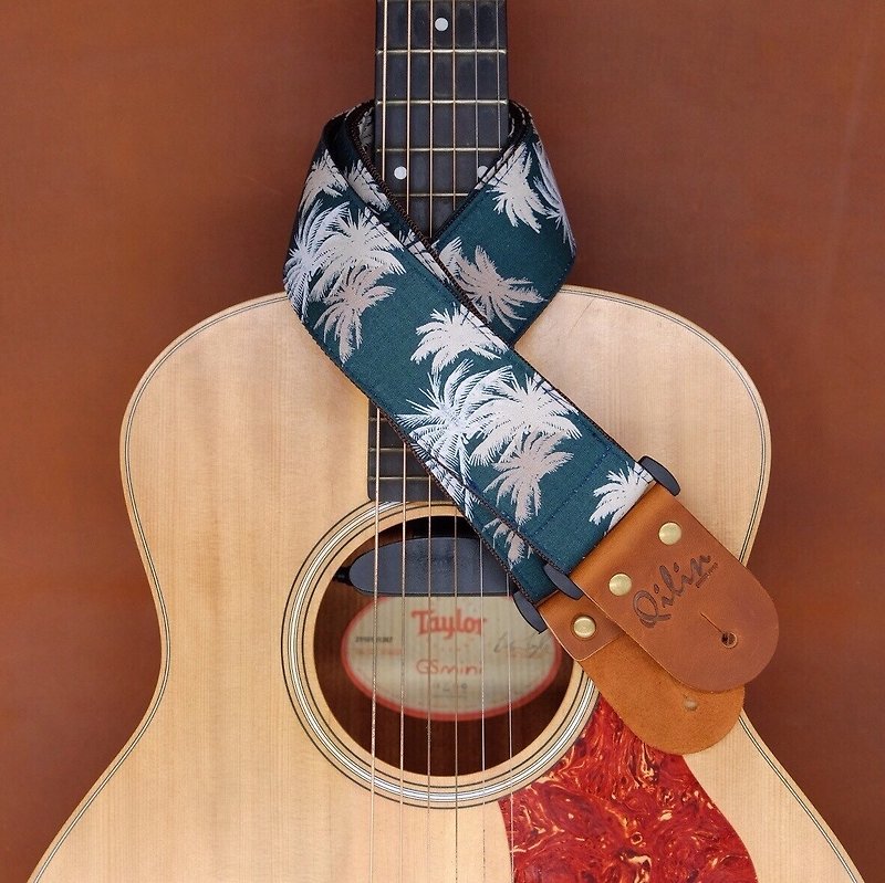 Green Hawaii Guitar Strap - กีตาร์เครื่องดนตรี - หนังแท้ สีเขียว