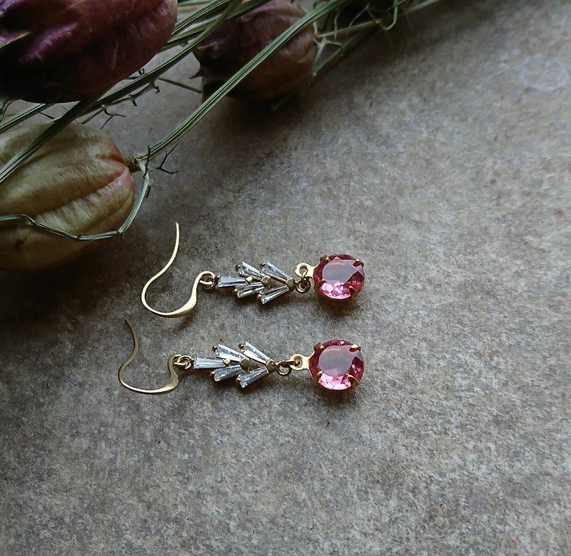 Rose Pink Post Earrings - Earrings & Clip-ons - Other Metals Pink