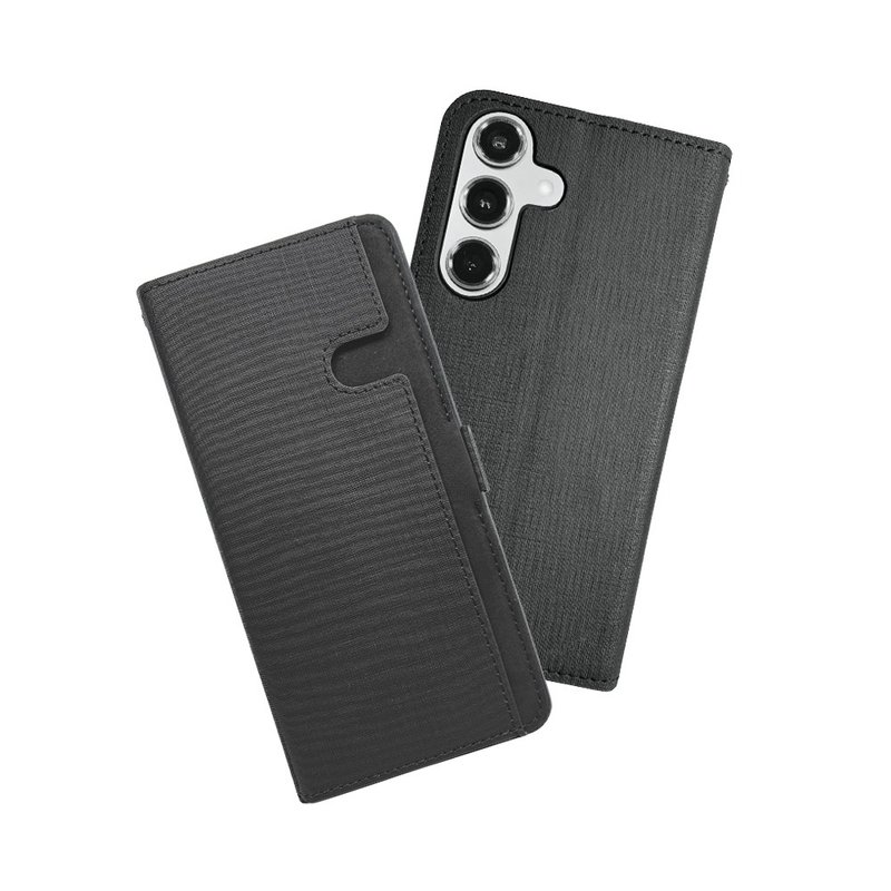 CASE SHOP Samsung S24 前收納側掀皮套-黑 - 手機殼/手機套 - 人造皮革 黑色