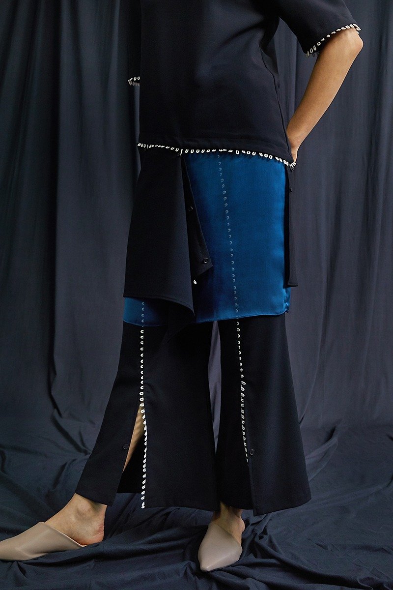 Workaholic Pants/ Navy - กางเกงขายาว - ผ้าฝ้าย/ผ้าลินิน สีน้ำเงิน