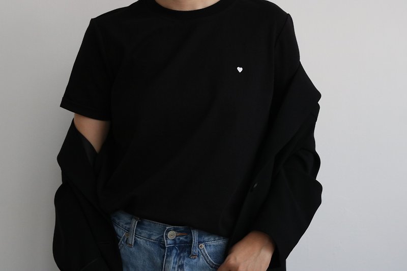 Heart  roll sleeve t-shirt in black - Women's T-Shirts - Cotton & Hemp Black