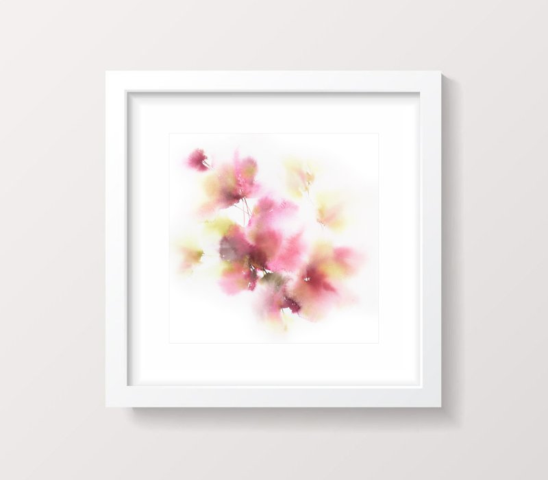 Watercolor floral painting Pink flowers wall art Bouquet nursery wall