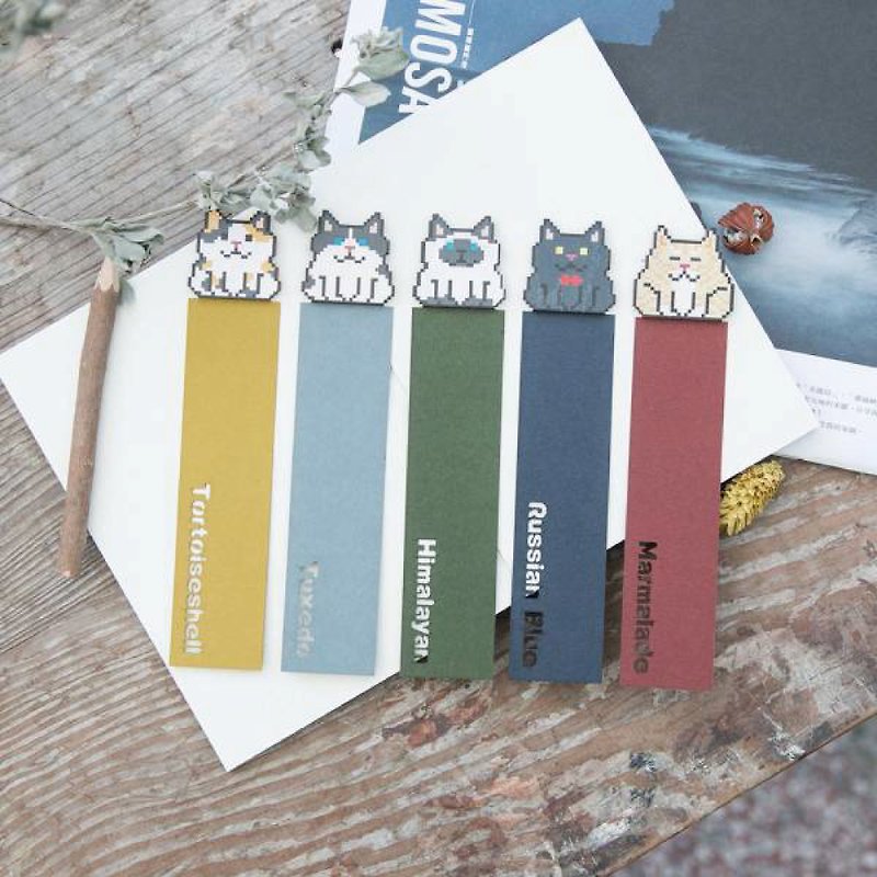 | Retro 8bit Pet Series-Cat Pie | Tochigi Bookmarks/A total of 5 - Bookmarks - Paper Multicolor