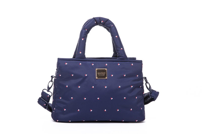 Crossbody Tote - Gem of Heart - Navy - กระเป๋าเป้สะพายหลัง - ไฟเบอร์อื่นๆ สีน้ำเงิน