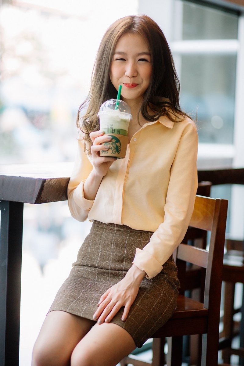 Oxford longsleeve shirt - 女長褲 - 棉．麻 黃色