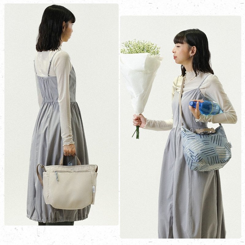 【Nature Beauty系列新品】NIKO雙面斜背手提包(雨綠色/淺麥色) - 手提包/手提袋 - 聚酯纖維 多色