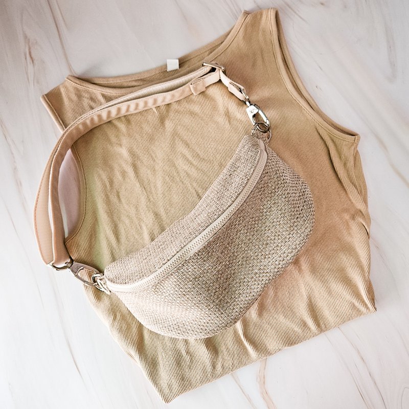 m'pack belt bag - beige thick weave pattern - Messenger Bags & Sling Bags - Eco-Friendly Materials Khaki