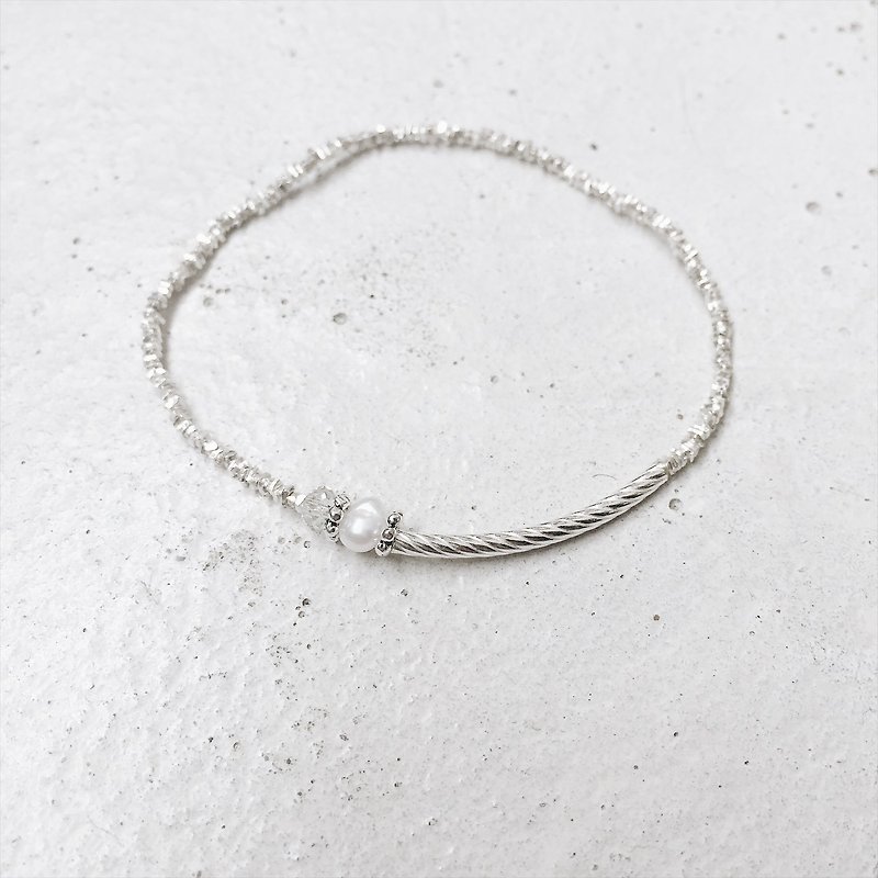 Zhu. [Silver] Ice pearl (Mother's Day gift / gifts / sister models / silver bracelet / elastic bracelet / water) - Bracelets - Other Metals 