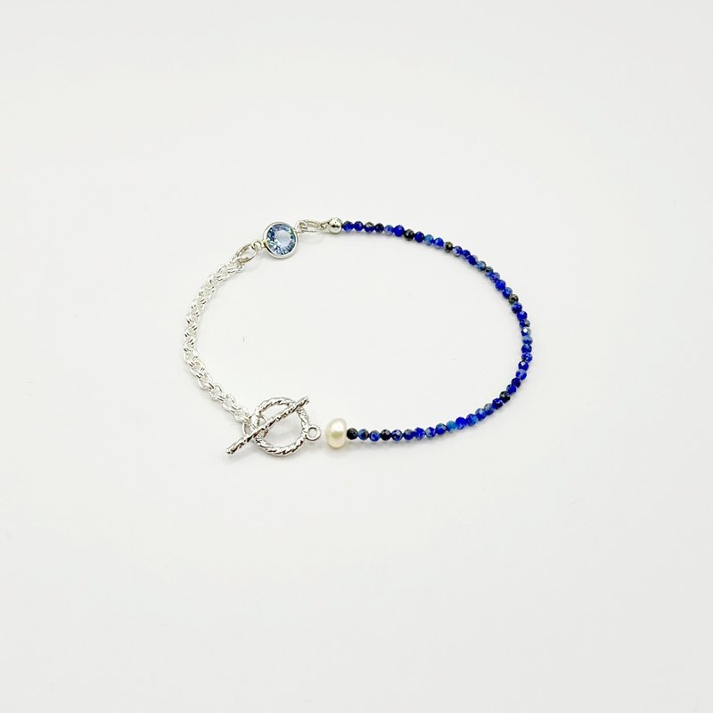 Iris Rainbow Goddess~Angel Series Style Silver Lapis Crystal Pearl Bracelet~Customized Gifts - Bracelets - Jade Blue