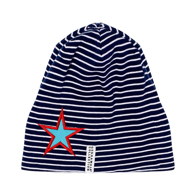 [Nordic children's clothing] Swedish organic cotton children's hat 5 to 6 years old blue/red star - Baby Hats & Headbands - Cotton & Hemp Blue
