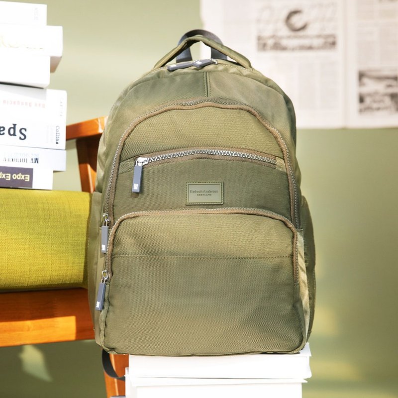 [Kim Anderson] Light and Sweet Journey Multifunctional Compartment Large Backpack - Army Green - กระเป๋าเป้สะพายหลัง - ไนลอน สีเขียว