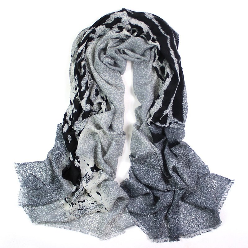 [Stock] 100 leopard print cashmere scarf worsted - Scarves - Wool Gray