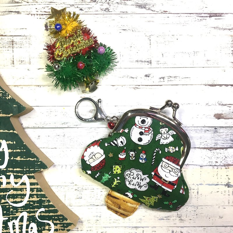 Christmas babe tree mouth gold coin purse - Coin Purses - Cotton & Hemp Green
