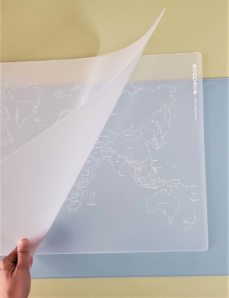 ecopeco-world map version-transparent double-layer table mat - อุปกรณ์เขียนอื่นๆ - พลาสติก 