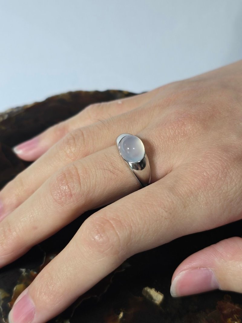 platinum. Taiwan Taitung white chalcedony 925 Silver ring removable ring - แหวนทั่วไป - หยก ขาว