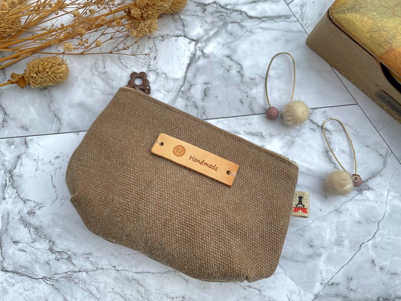 【純手作】小帆零錢包 錢包 收納包 濃情可可 水洗帆布 - 零錢包/小錢包 - 棉．麻 