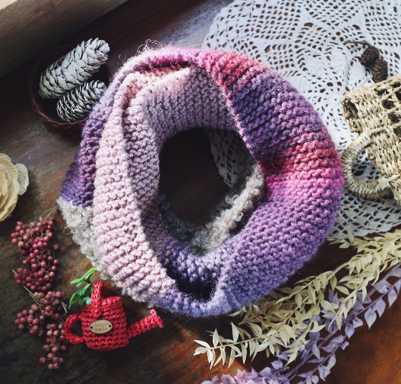 Handmade hand made - three lavender - wool neck circumference [mixed series] [spot] - ผ้าพันคอถัก - ขนแกะ หลากหลายสี