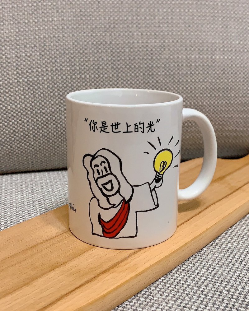 Light of the world mug hand-painted illustration original Q version coffee cup - Mugs - Pottery 