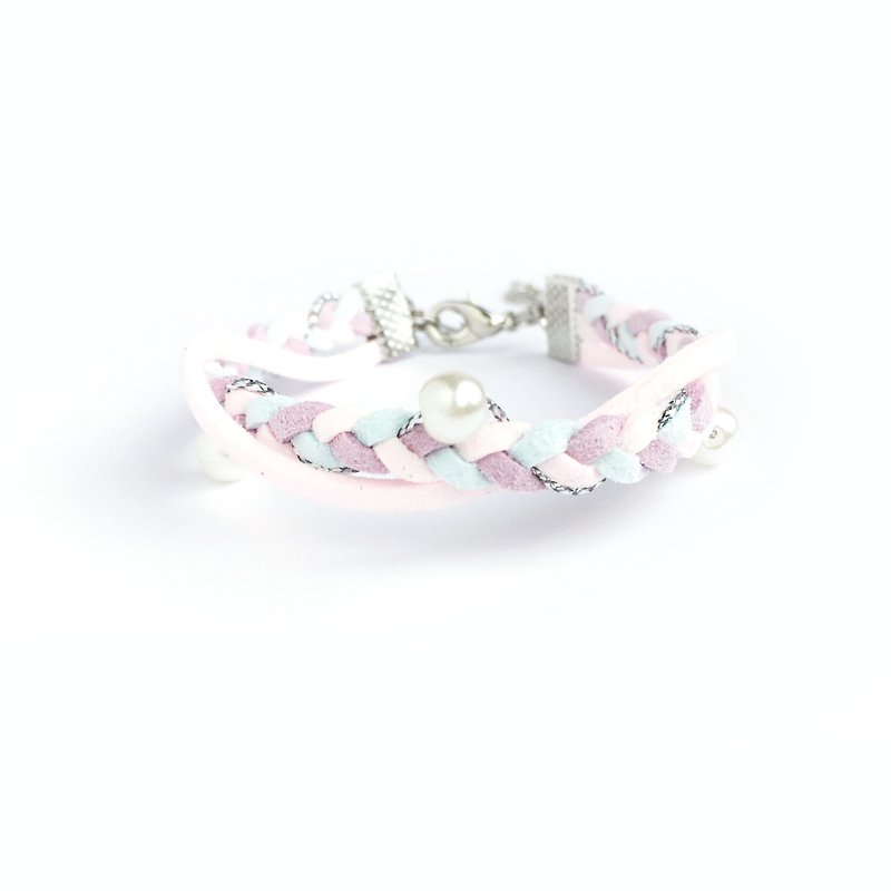 Handmade Double Braided Stylish Bracelets–light purple with pink limited - Bracelets - Other Materials Purple