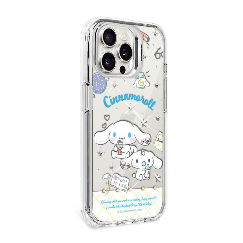 Sanrio iPhone full range of shockproof dual-material invisible stand color diamond phone case - Leisurely Big-Eared Dog - Phone Cases - Other Materials Multicolor