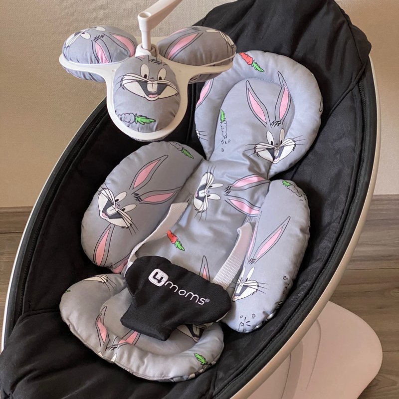 Bunny 4moms mamaRoo 插入物、rockaroo 嬰兒襯墊、替換球、嬰兒淋浴 - 嬰兒手鍊/飾品 - 棉．麻 灰色