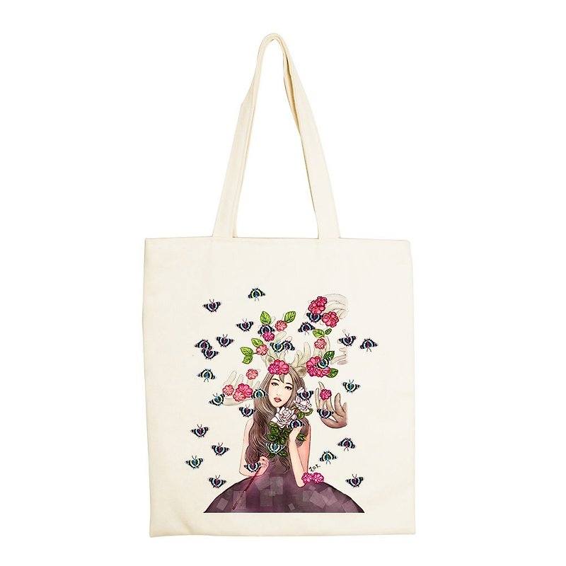 New Designer - Handbag (Beige / Ephedra): [Butterfly Love] - Edelweiss - กระเป๋าถือ - ผ้าฝ้าย/ผ้าลินิน หลากหลายสี