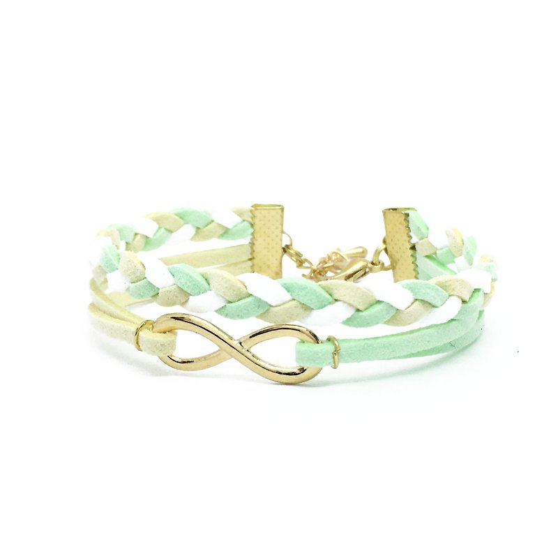 Handmade Double Braided Infinity Bracelets Rose Gold Series–colorful marshmallow - สร้อยข้อมือ - วัสดุอื่นๆ สีเขียว