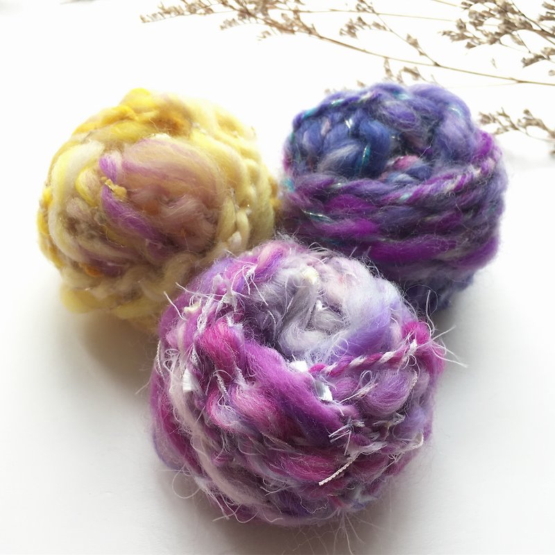 Grape purple DIY hand-twisted ball bag/hand-spun thread/hand-made thread/wool/DIY material/hand-made material bag - เย็บปัก/ถักทอ/ใยขนแกะ - ขนแกะ สีม่วง