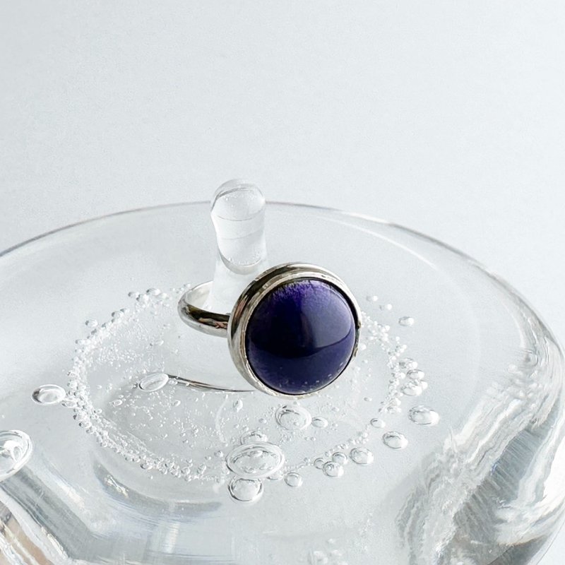 Sepia Medium [Amethyst] Cloisonne Ring, Ring, Pure Silver Cloisonne Cloisonne - แหวนทั่วไป - วัสดุอื่นๆ สีม่วง