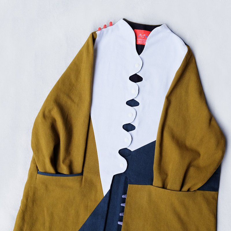 Can be worn on both sides hand-made naughty jacket - เสื้อแจ็คเก็ต - ผ้าฝ้าย/ผ้าลินิน สีนำ้ตาล