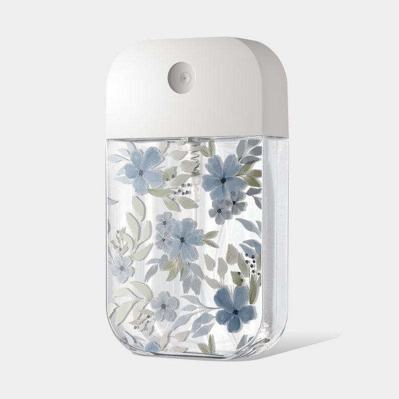 Watercolor Blue Flower Alcohol Bottle Epidemic Prevention Supplies Card Spray Bottle PU110 - กล่องเก็บของ - พลาสติก สีน้ำเงิน